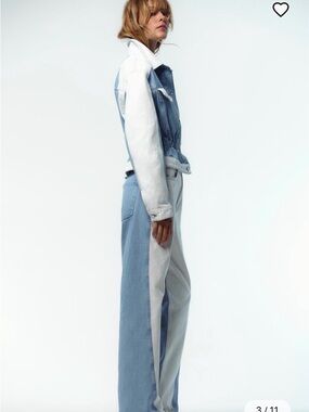 Zara Two-Tone Light Blue Denim Jeans